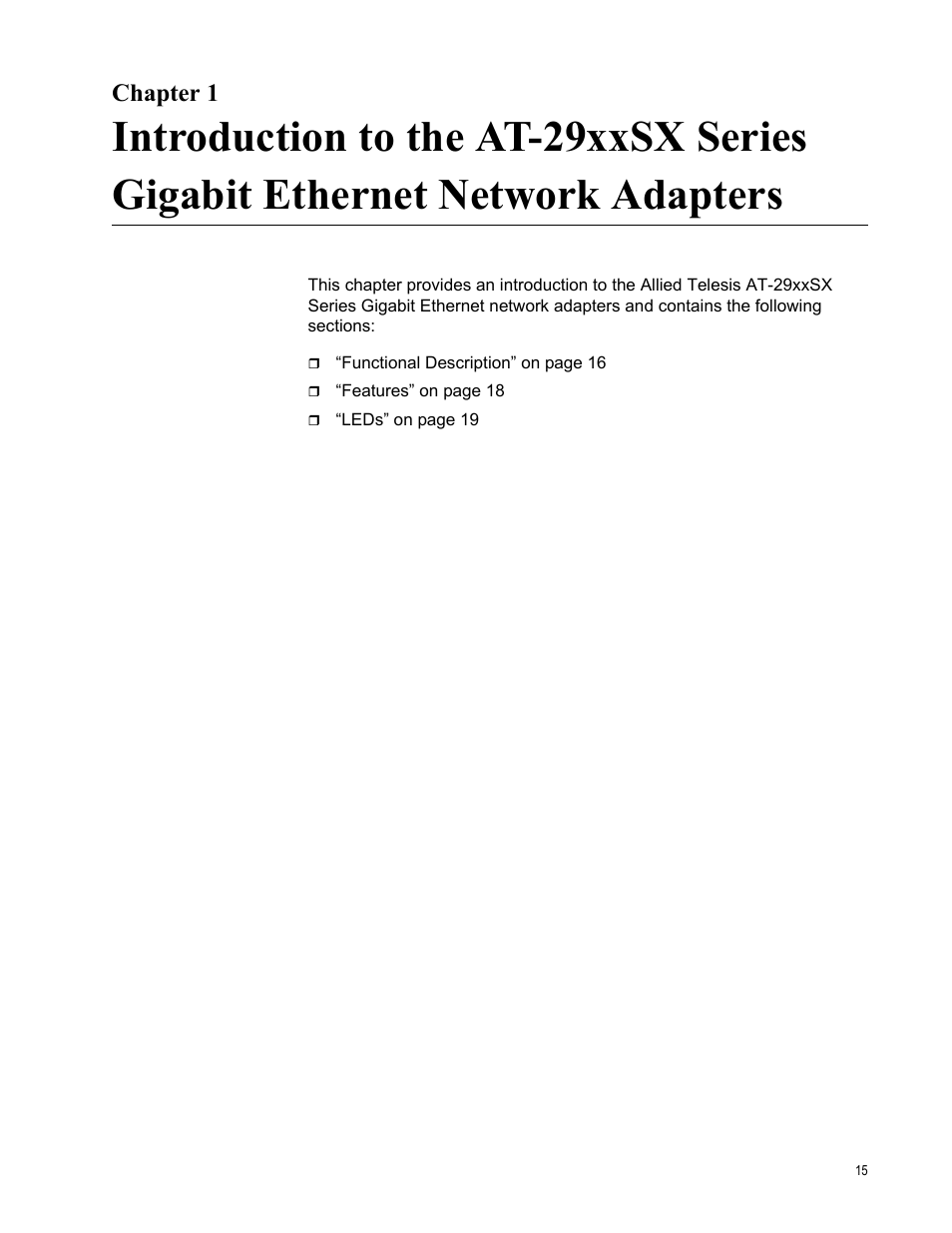 Chapter 1 | Allied Telesis AT-2931SX User Manual | Page 15 / 136