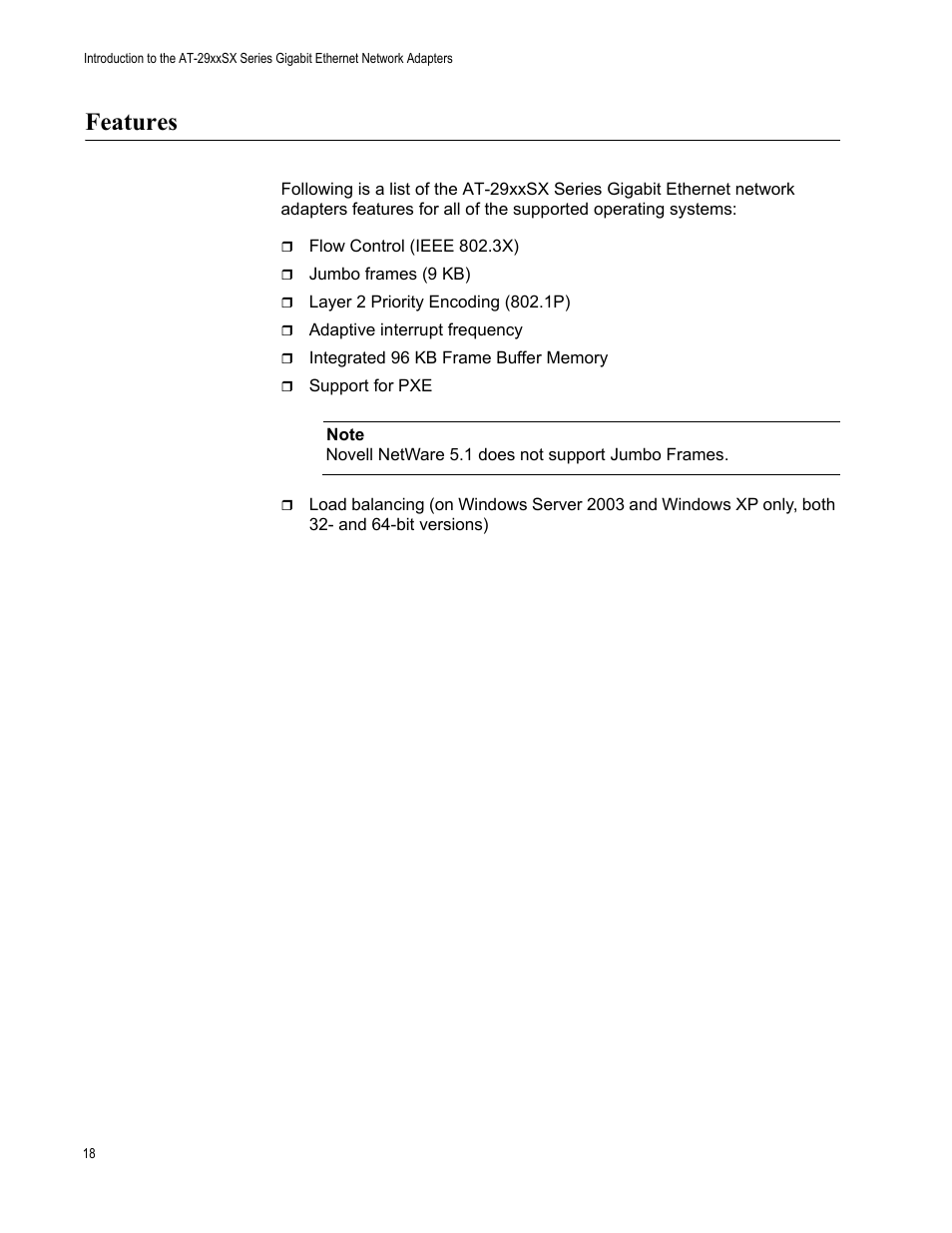 Features | Allied Telesis AT-2931SX User Manual | Page 18 / 136