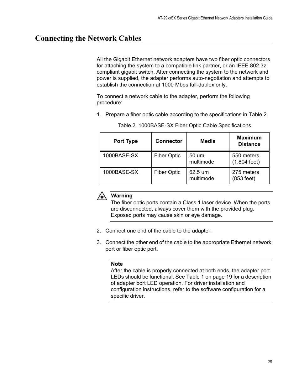 Connecting the network cables | Allied Telesis AT-2931SX User Manual | Page 29 / 136