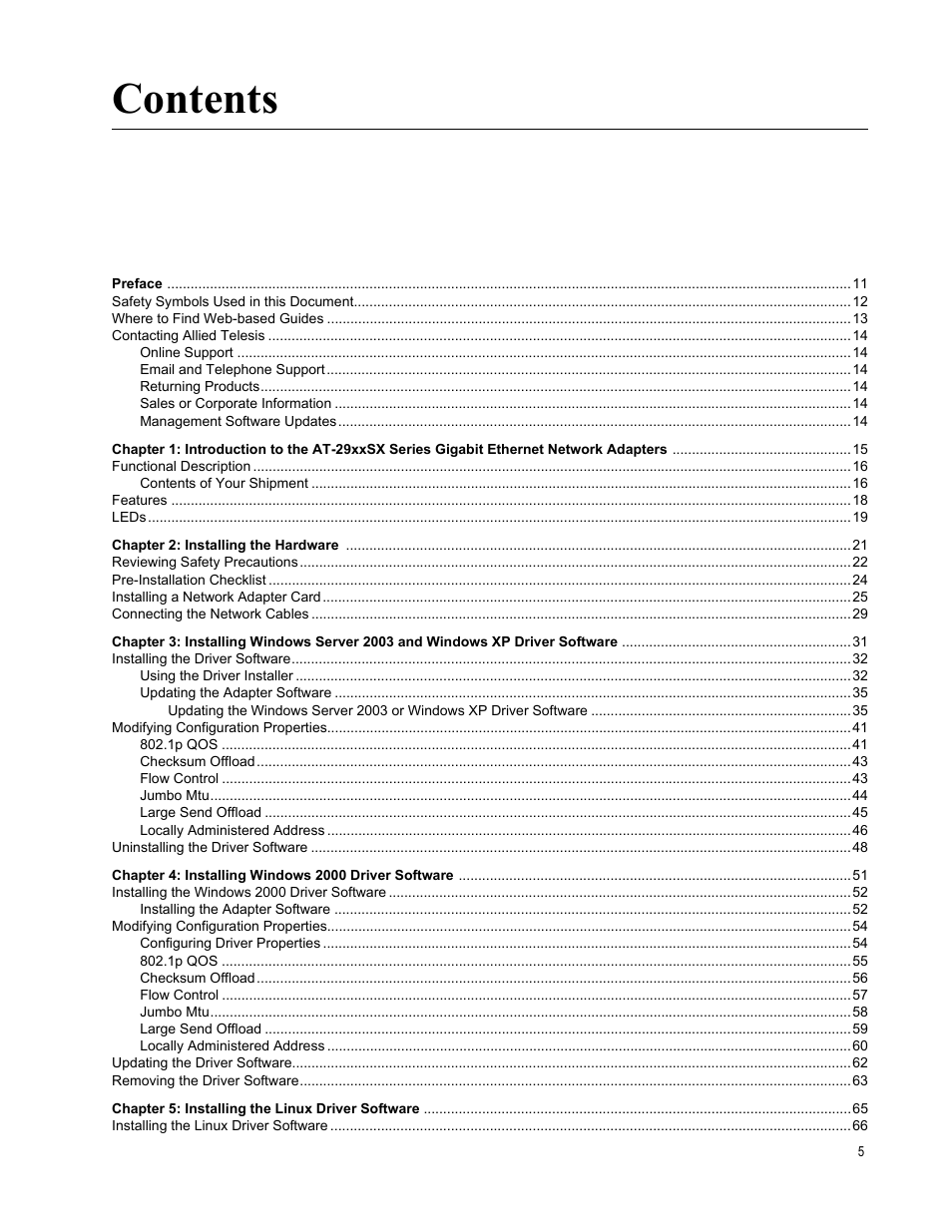 Allied Telesis AT-2931SX User Manual | Page 5 / 136