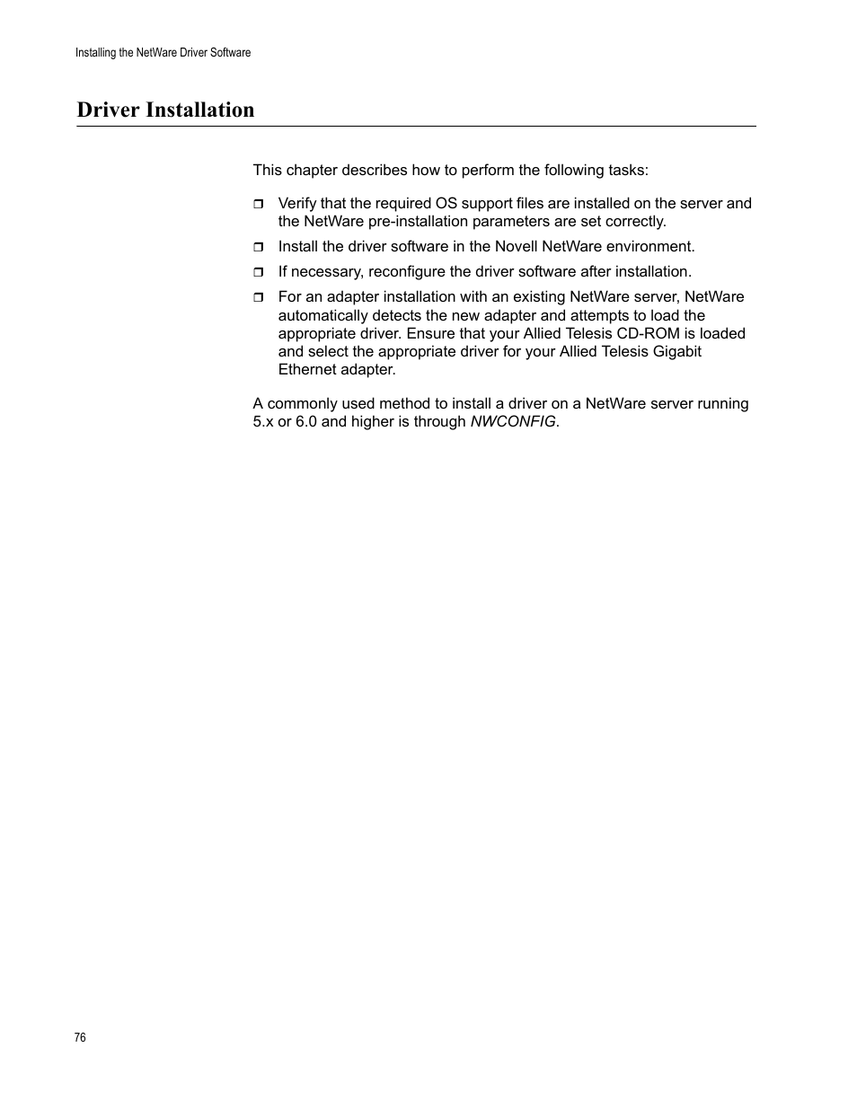 Driver installation | Allied Telesis AT-2931SX User Manual | Page 76 / 136