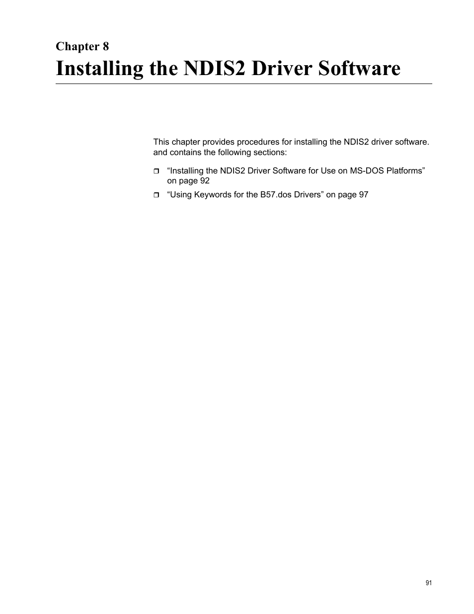 Chapter 8, Installing the ndis2 driver software, Ter 8: installing the ndis2 driver software | Allied Telesis AT-2931SX User Manual | Page 91 / 136