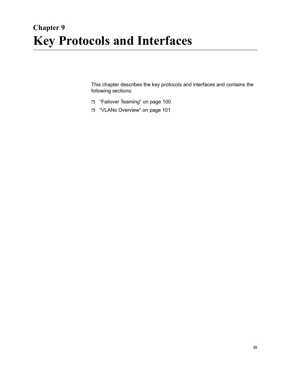 Chapter 9, Key protocols and interfaces | Allied Telesis AT-2931SX User Manual | Page 99 / 136