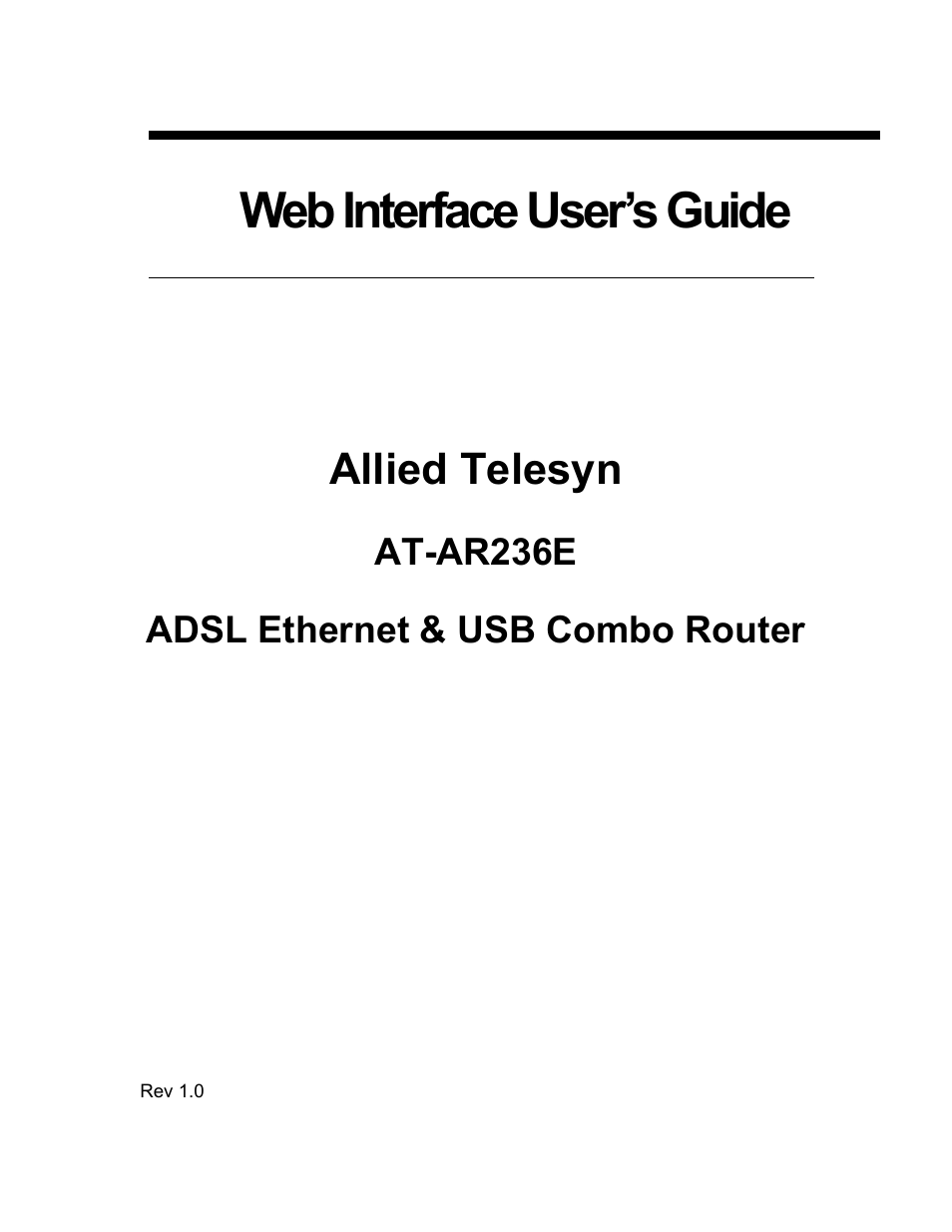 Allied Telesis AT-AR236E User Manual | 36 pages