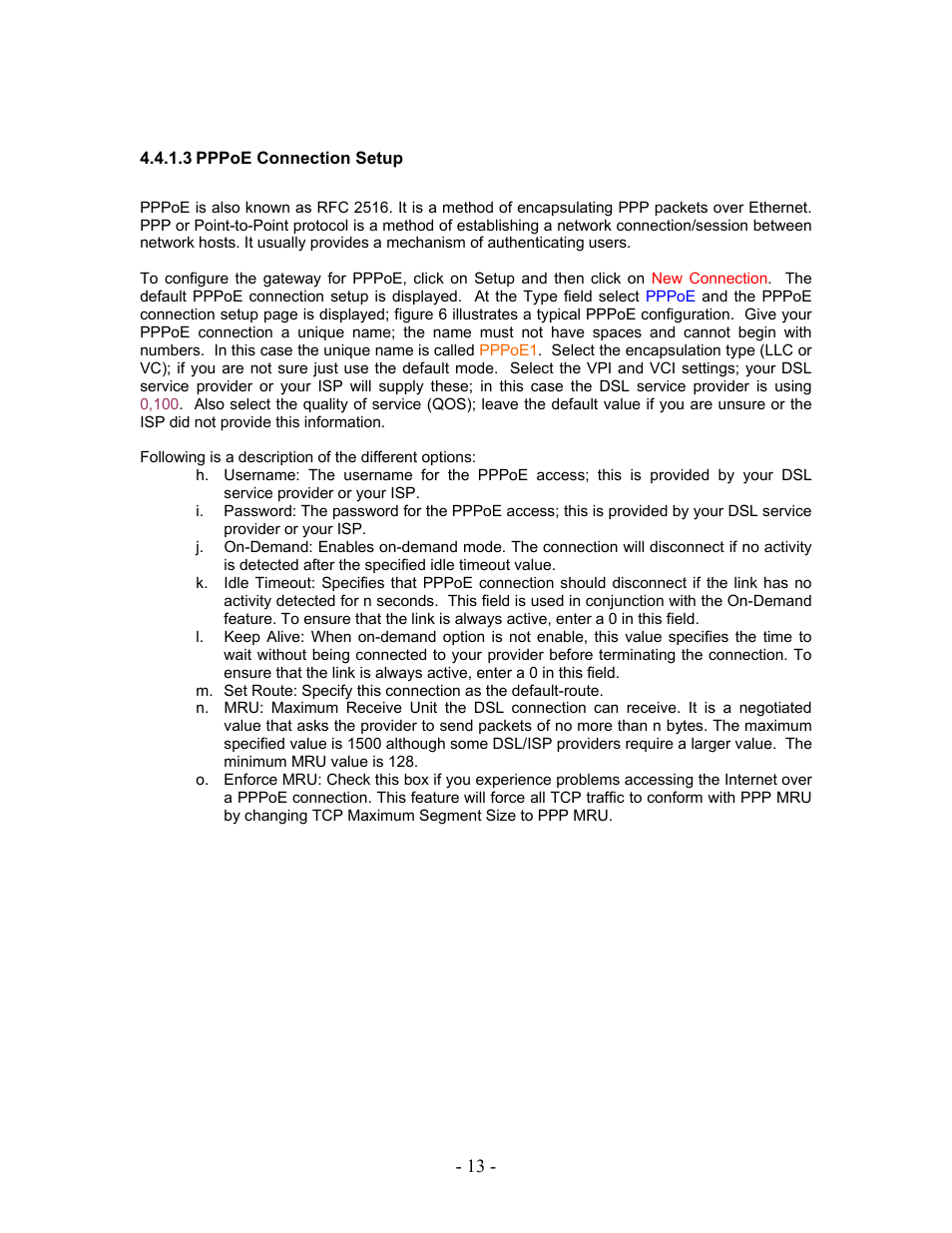 Pppoe connection setup | Allied Telesis AT-AR236E User Manual | Page 13 / 36