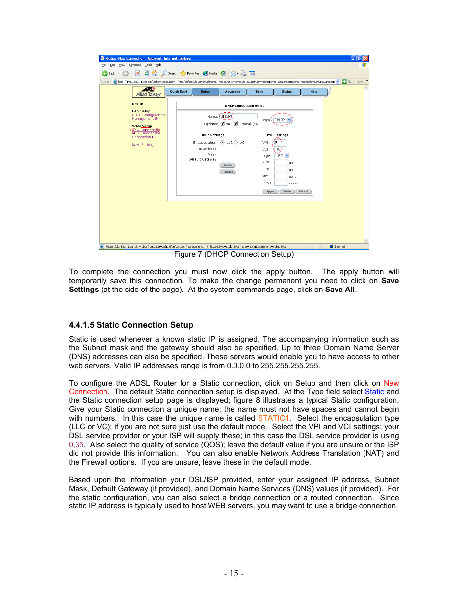 Static connection setup | Allied Telesis AT-AR236E User Manual | Page 15 / 36