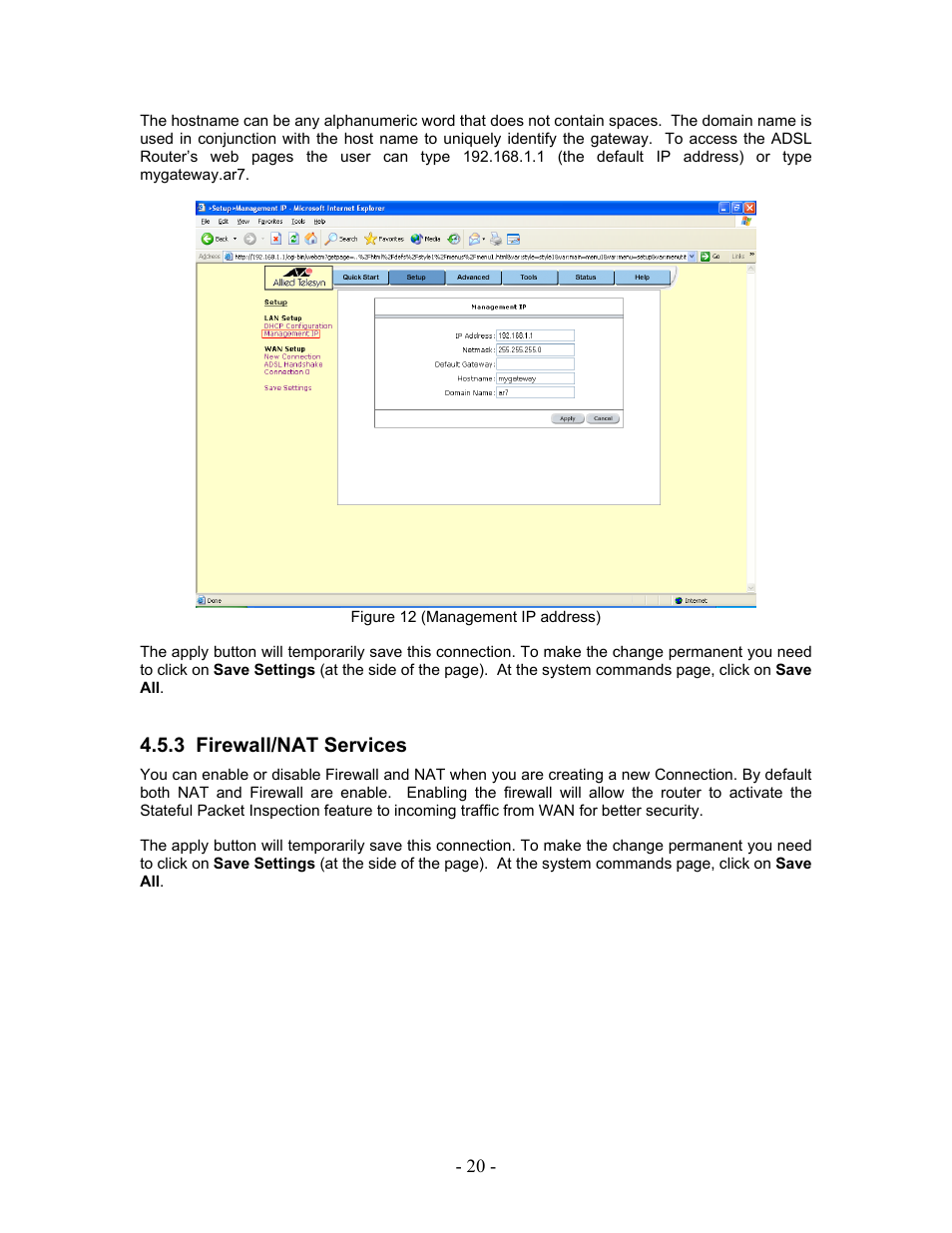 Firewall/nat services, 3 firewall/nat services | Allied Telesis AT-AR236E User Manual | Page 20 / 36