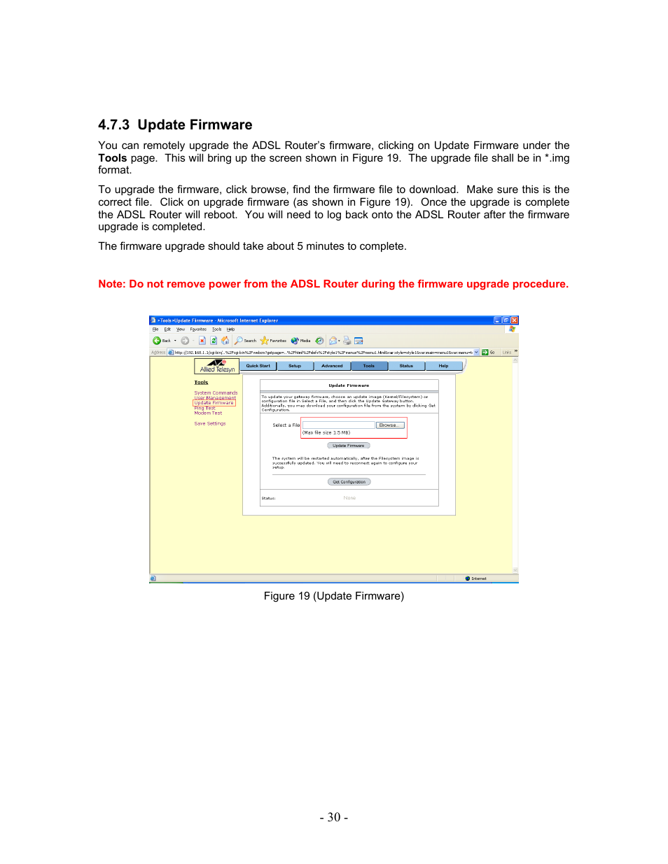 Update firmware, 3 update, Firmware | 3 update firmware | Allied Telesis AT-AR236E User Manual | Page 30 / 36