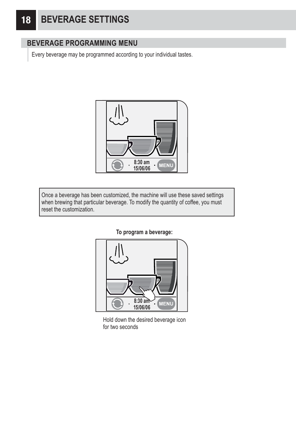 18 beverage settings | Philips RI9828-47 User Manual | Page 20 / 40