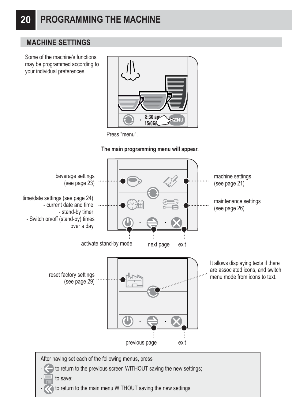 20 programming the machine | Philips RI9828-47 User Manual | Page 22 / 40