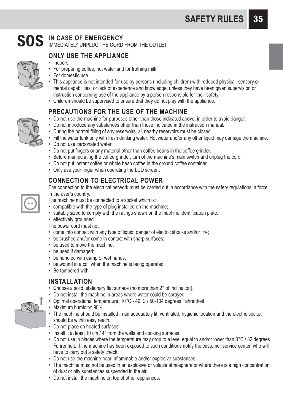 Safety rules | Philips RI9828-47 User Manual | Page 37 / 40