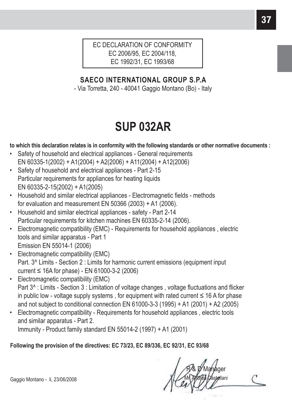 Sup 032ar | Philips RI9828-47 User Manual | Page 39 / 40