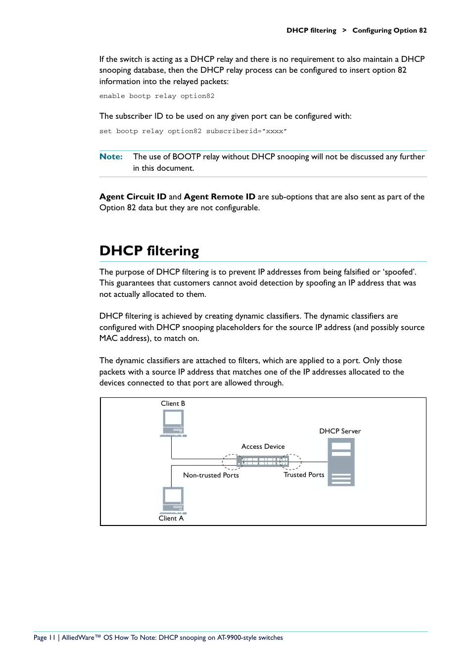 Dhcp filtering | Allied Telesis x900-48 series User Manual | Page 11 / 38