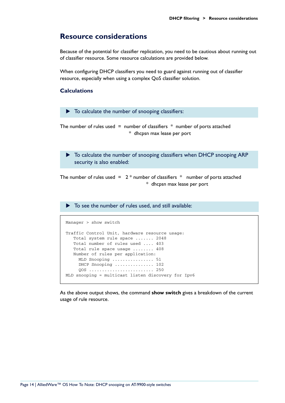 Resource considerations | Allied Telesis x900-48 series User Manual | Page 14 / 38