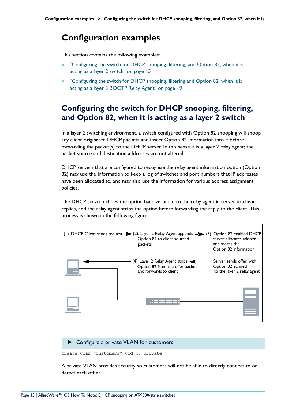 Configuration examples, Acting as a layer 2 switch | Allied Telesis x900-48 series User Manual | Page 15 / 38