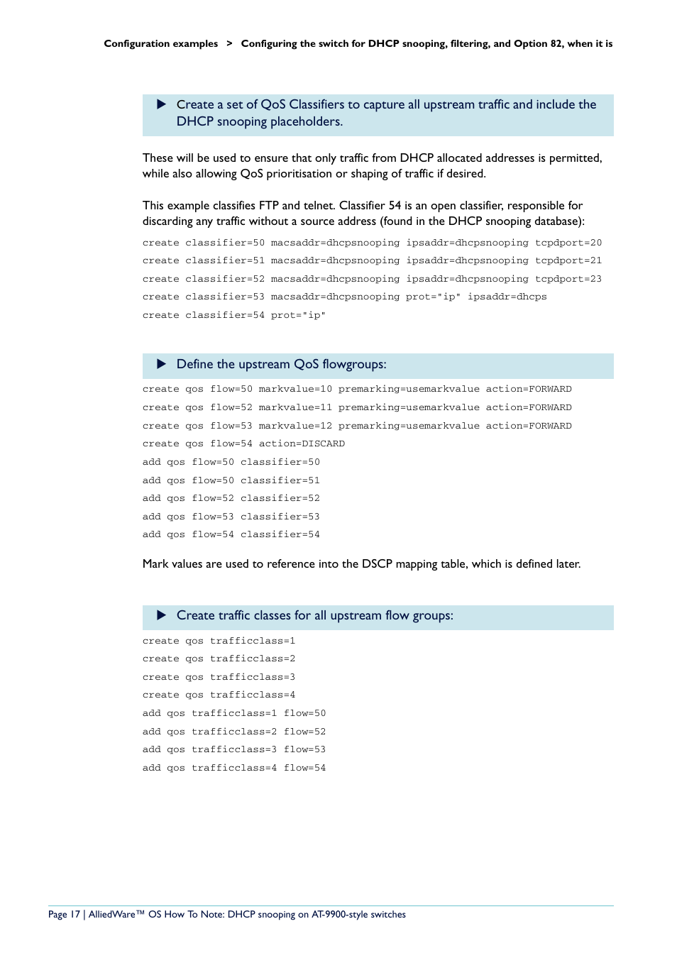 Define the upstream qos flowgroups | Allied Telesis x900-48 series User Manual | Page 17 / 38