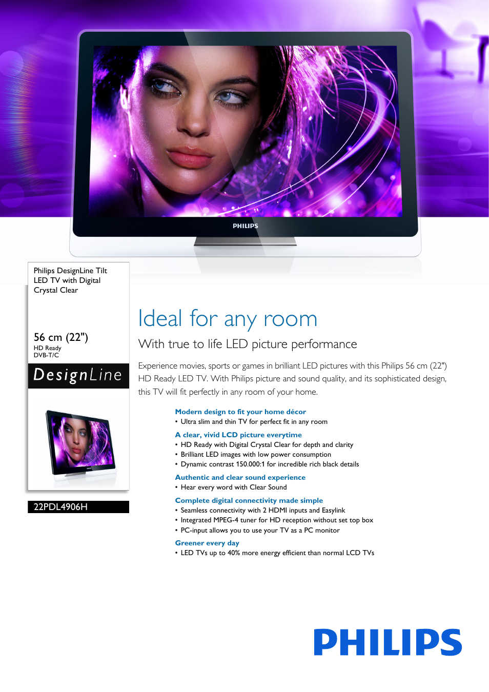 Philips 22PDL4906H-12 User Manual | 3 pages