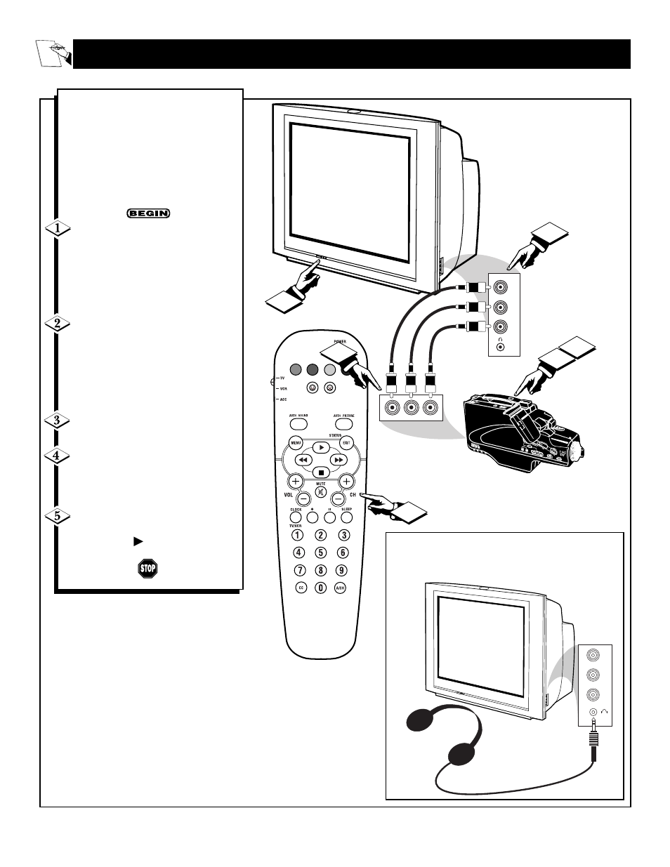 Sing the, Nput, Acks and the | Eadphone | Philips 27RF50S User Manual | Page 26 / 44