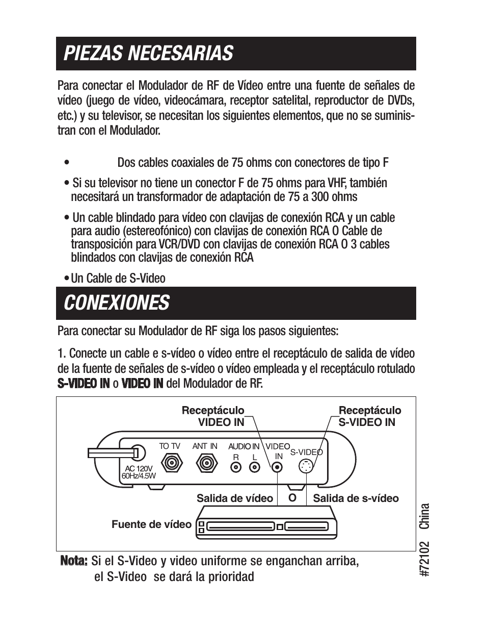 Piezas necesarias, Conexiones | Philips US2-PH61159 User Manual | Page 10 / 21