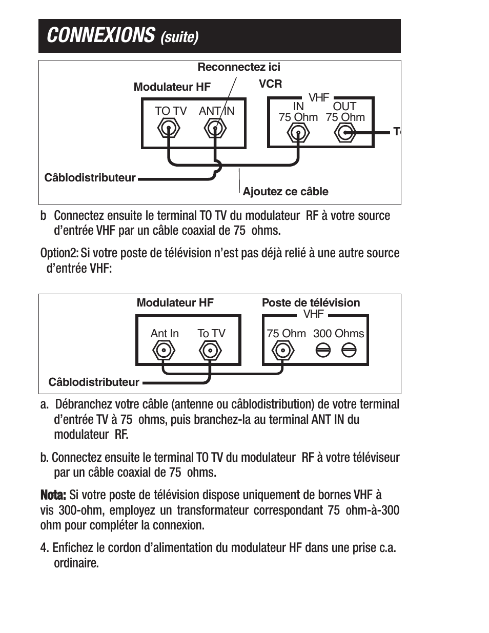 Connexions, Suite) | Philips US2-PH61159 User Manual | Page 19 / 21