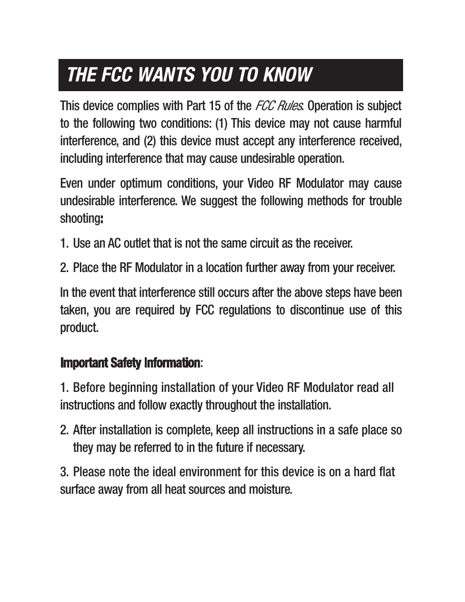 The fcc wants you to know | Philips US2-PH61159 User Manual | Page 2 / 21
