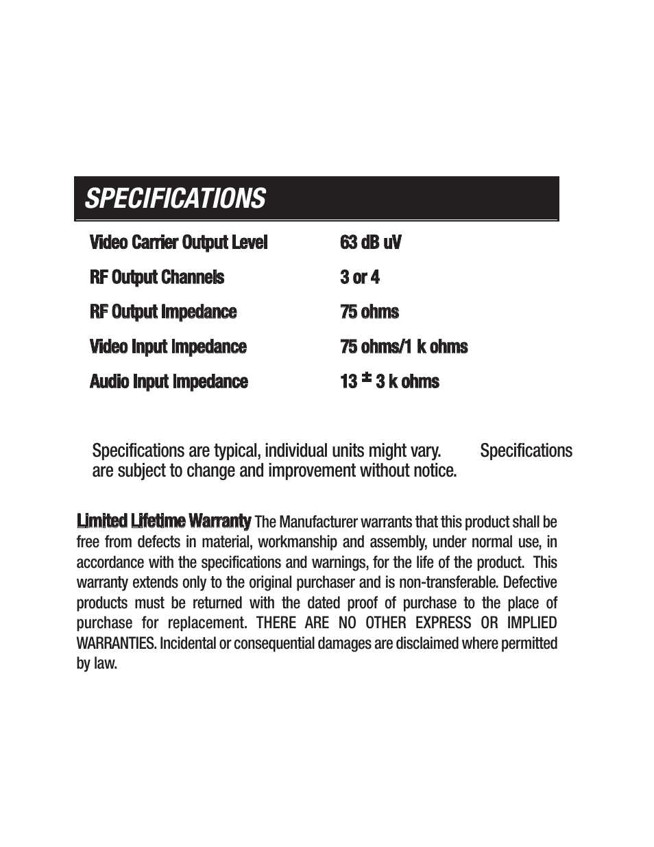 Specifications | Philips US2-PH61159 User Manual | Page 7 / 21