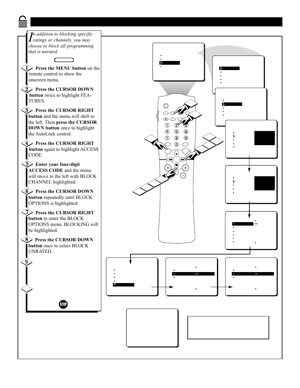 Locking, Nrated, Roadcasts | Philips 27PT31B User Manual | Page 24 / 52