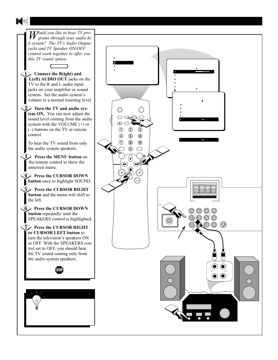 Tv s, Ound, Sing the | Peaker, Ontrol and, Udio, Utput, Acks | Philips 27PT31B User Manual | Page 34 / 52