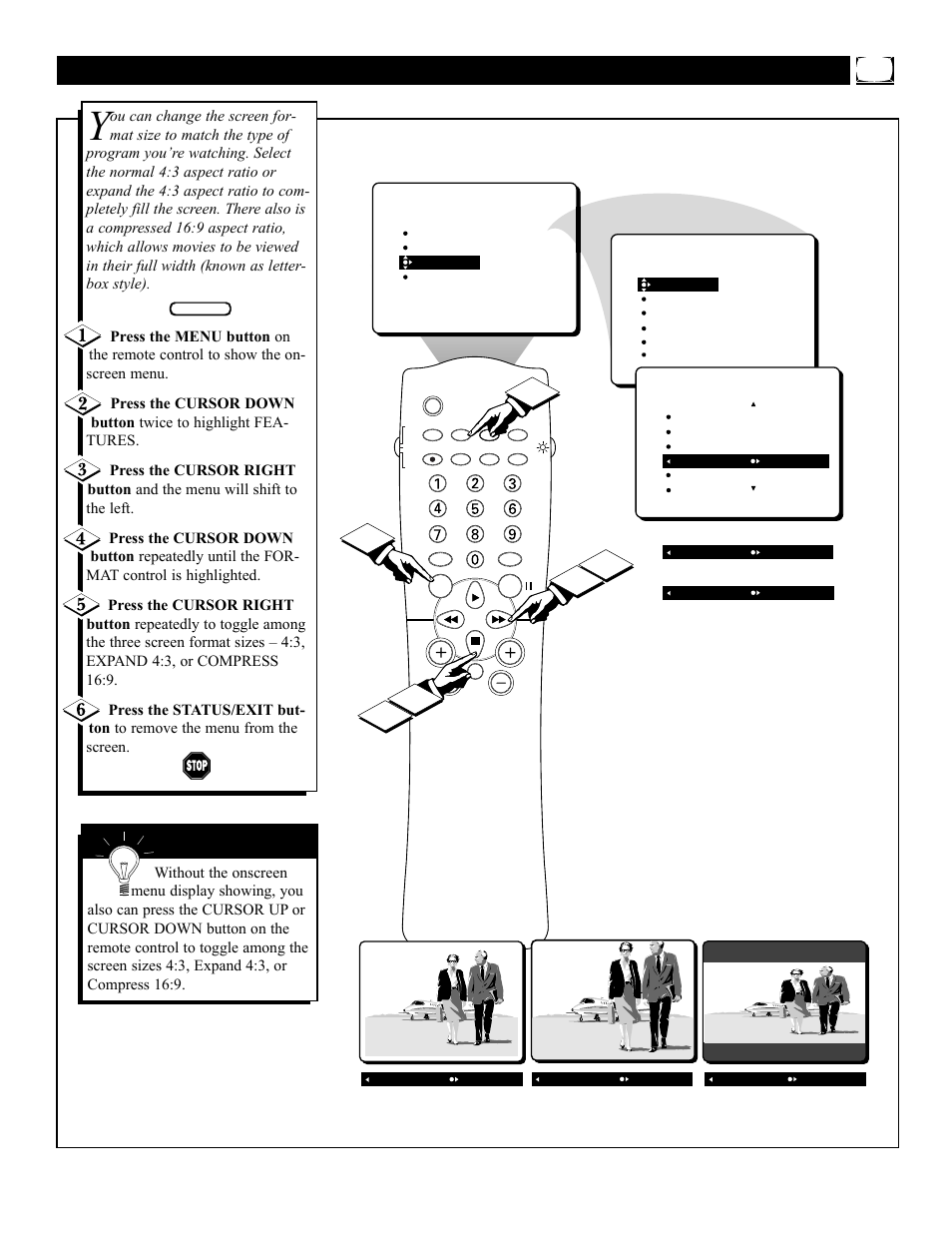 Electing the, Creen, Ormat | Philips 27PT31B User Manual | Page 9 / 52