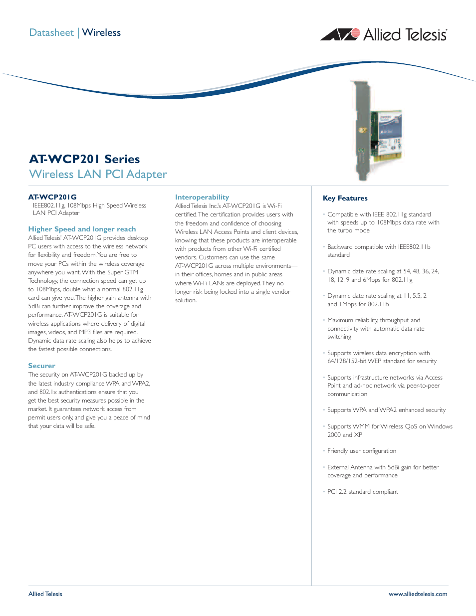 Allied Telesis AT WCP201G AT-WCP201G-001 User Manual | 2 pages