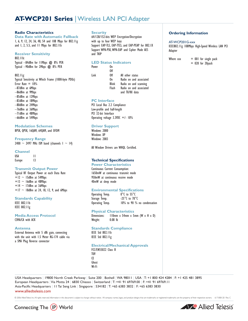 Allied Telesis AT WCP201G AT-WCP201G-001 User Manual | Page 2 / 2