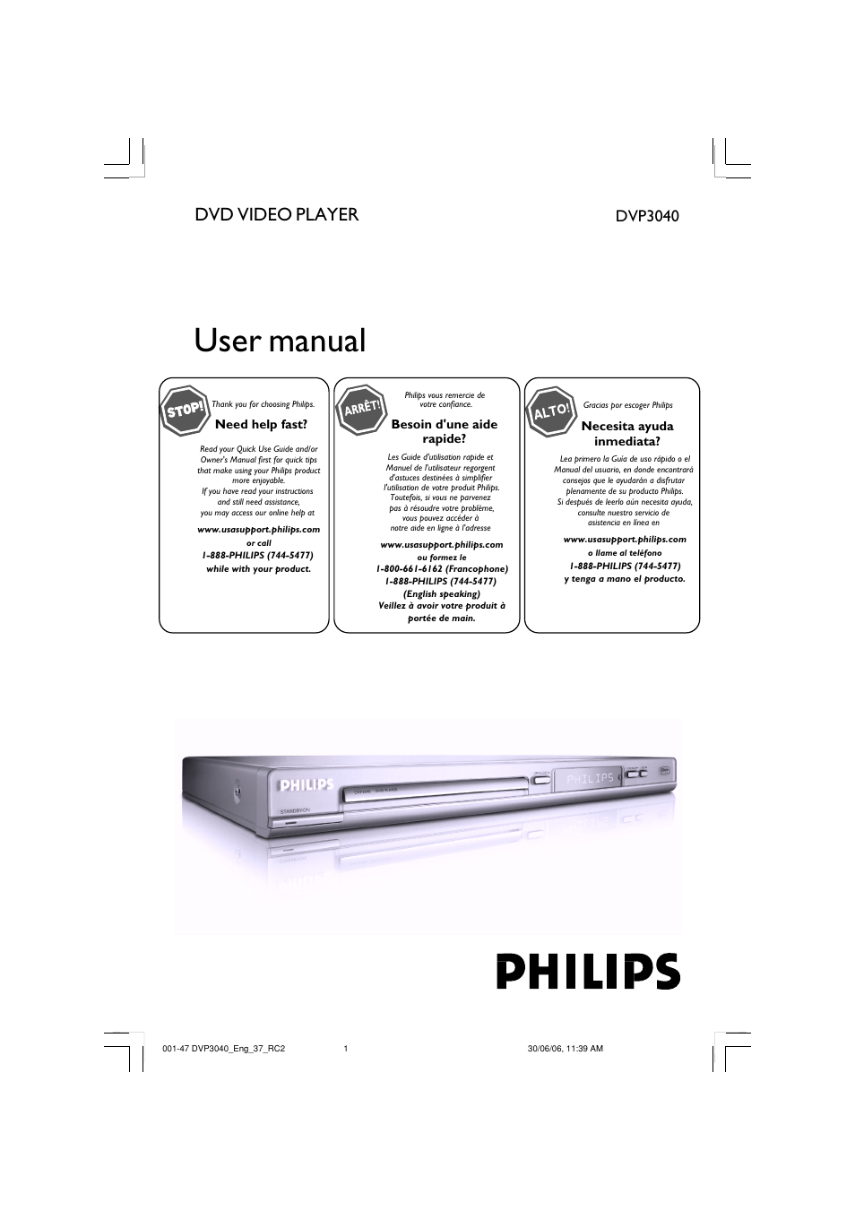 Philips DVP3040-37B User Manual | 47 pages