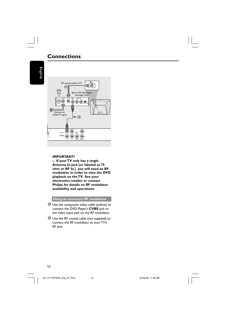 Connections | Philips DVP3040-37B User Manual | Page 12 / 47