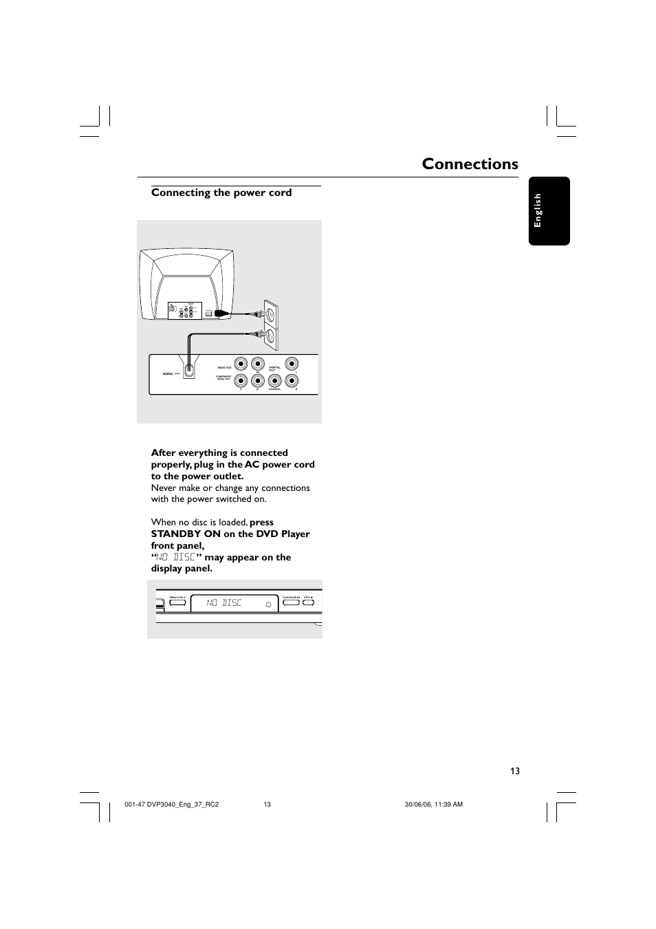 Connections | Philips DVP3040-37B User Manual | Page 13 / 47