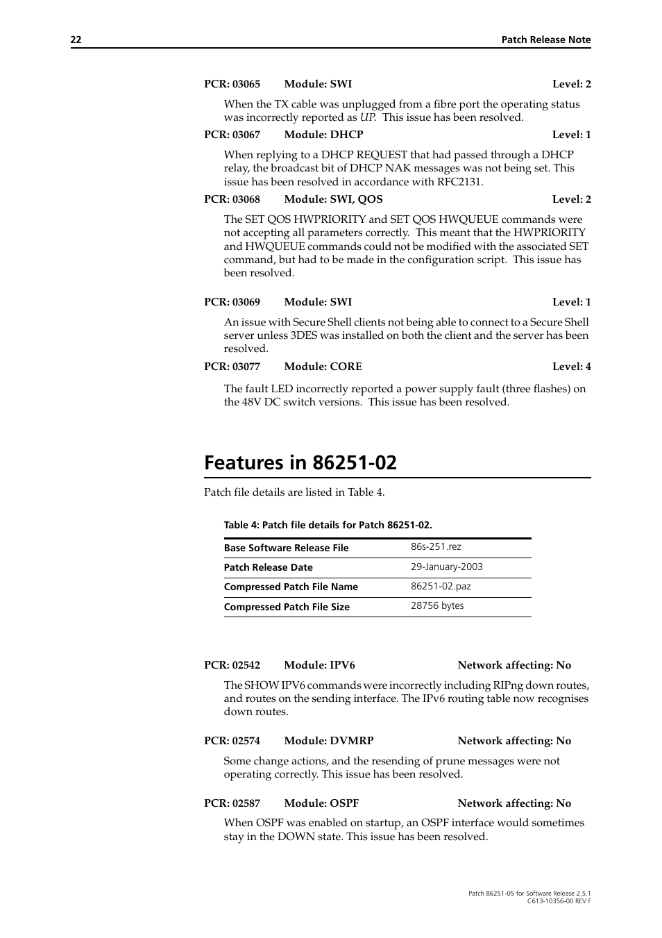 Features in 86251-02 | Allied Telesis 86251-05 User Manual | Page 22 / 40