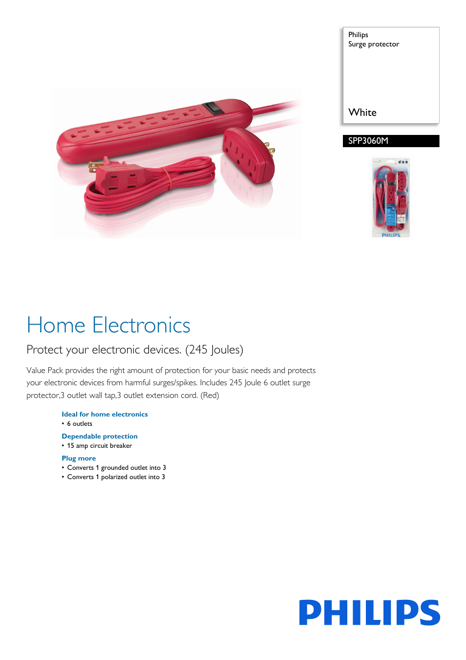 Philips SPP3060M-17 User Manual | 2 pages