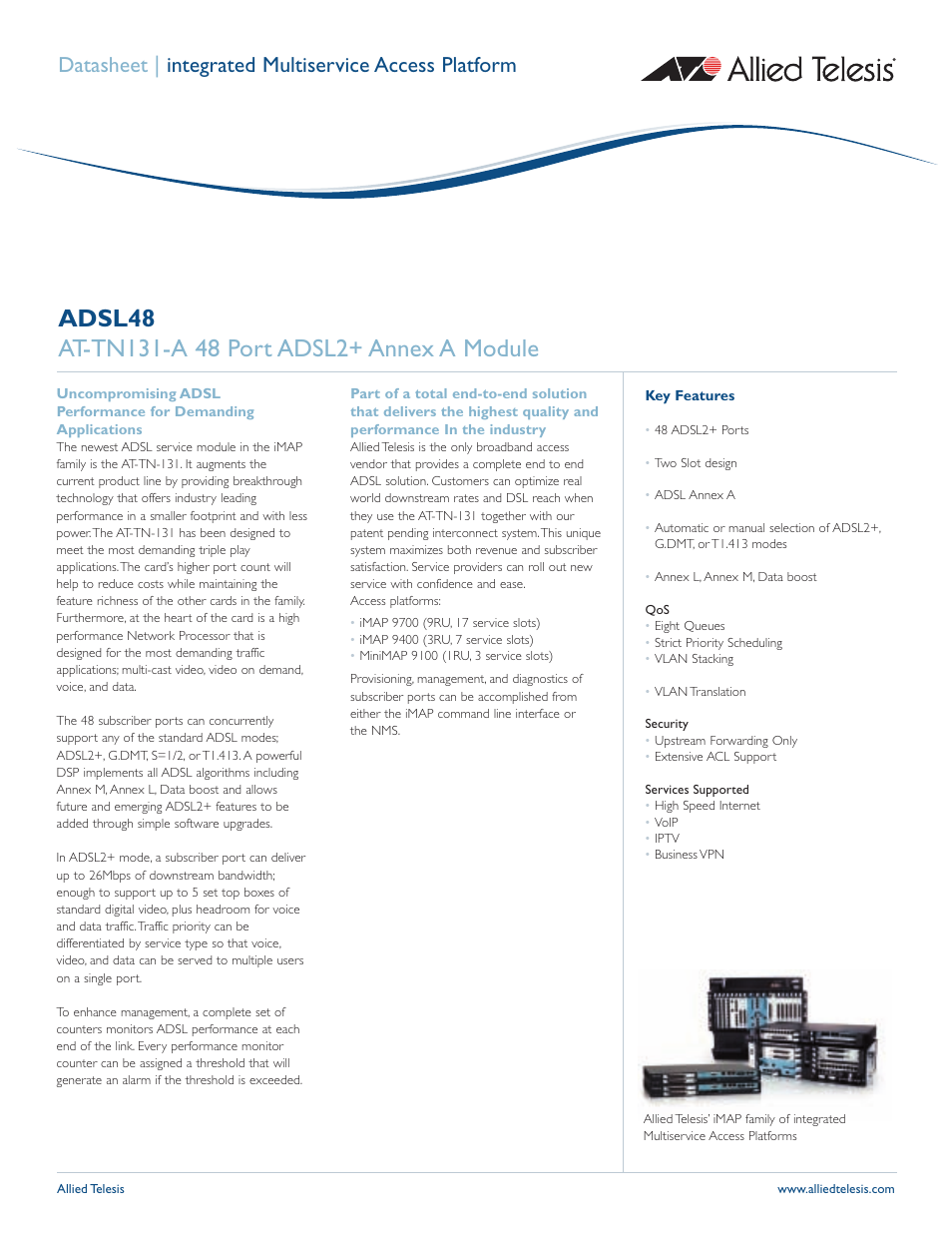 Allied Telesis ADSL48 User Manual | 2 pages
