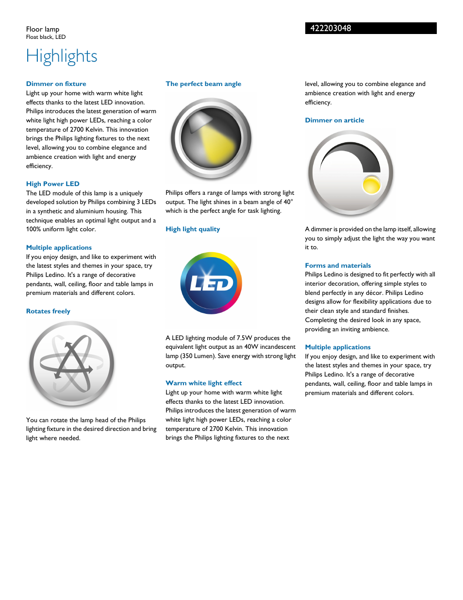 Highlights | Philips 422203048 User Manual | Page 2 / 3