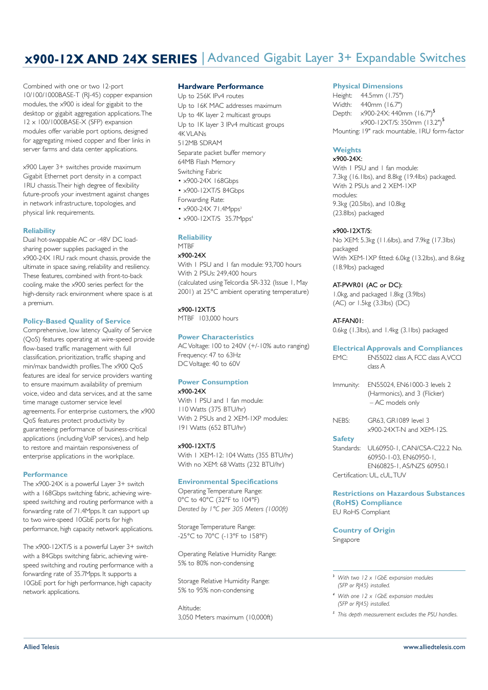 Allied Telesis x900-12x User Manual | Page 2 / 5