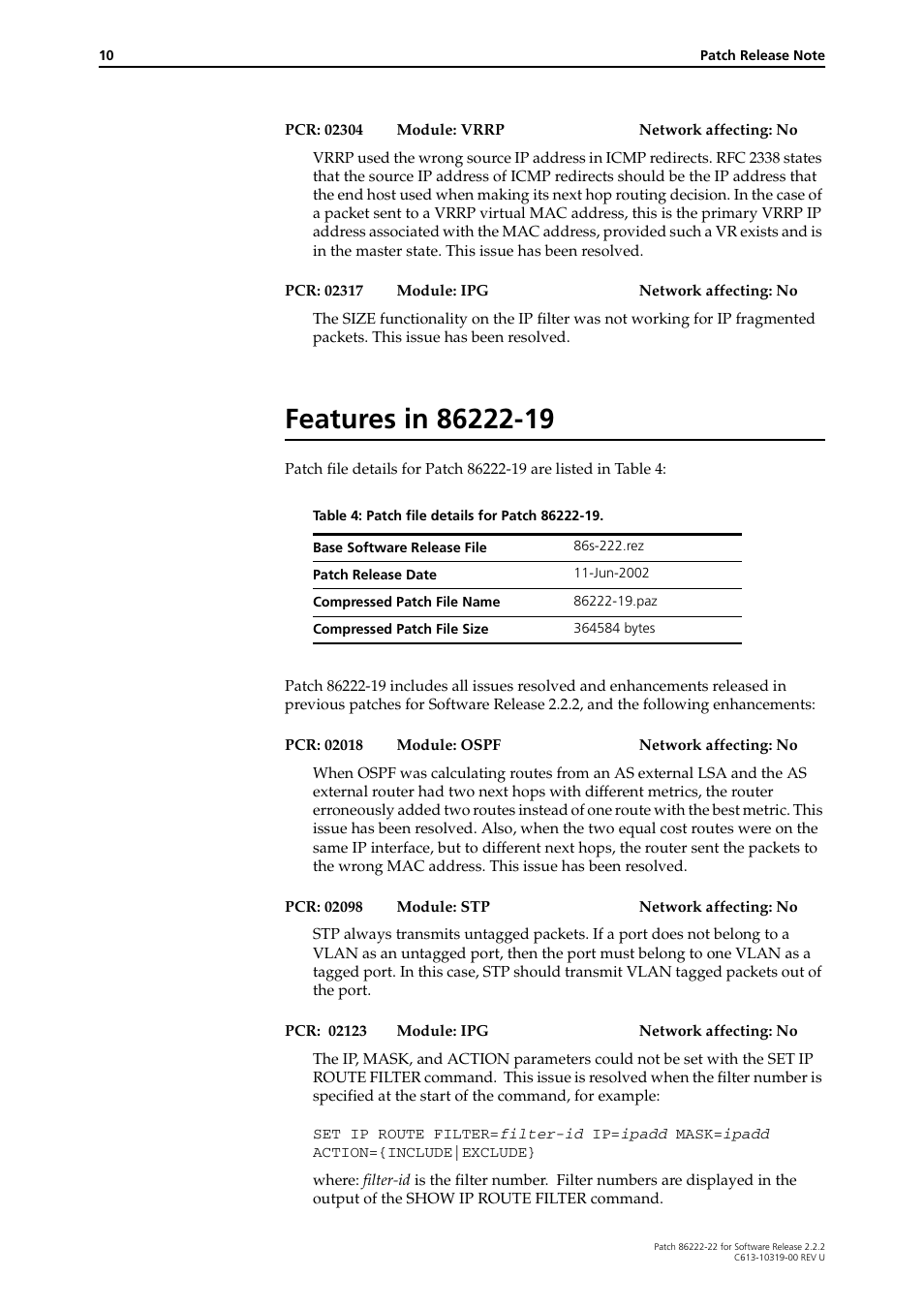 Features in 86222-19 | Allied Telesis R800 Series User Manual | Page 10 / 30