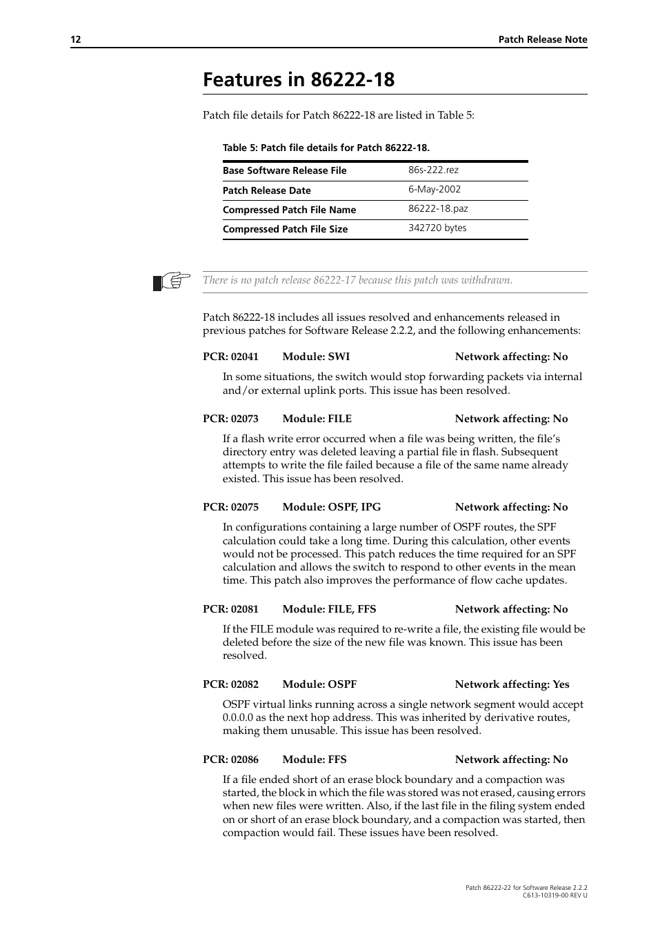 Features in 86222-18 | Allied Telesis R800 Series User Manual | Page 12 / 30