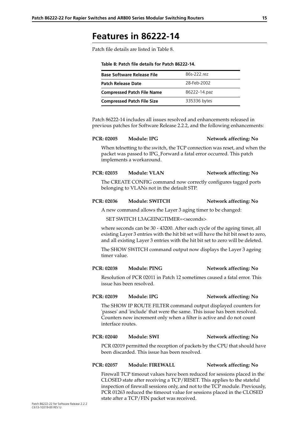 Features in 86222-14 | Allied Telesis R800 Series User Manual | Page 15 / 30