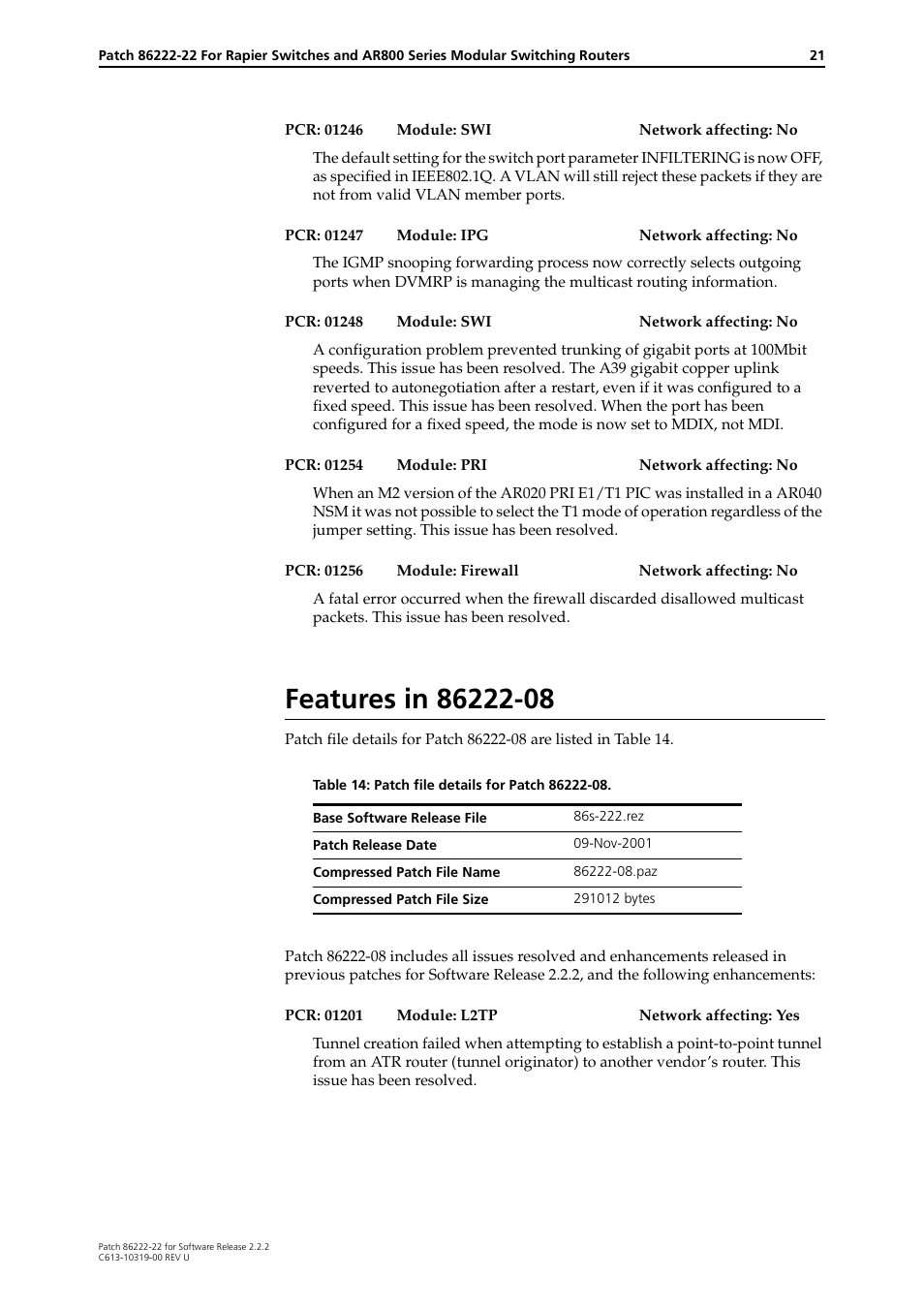 Features in 86222-08 | Allied Telesis R800 Series User Manual | Page 21 / 30