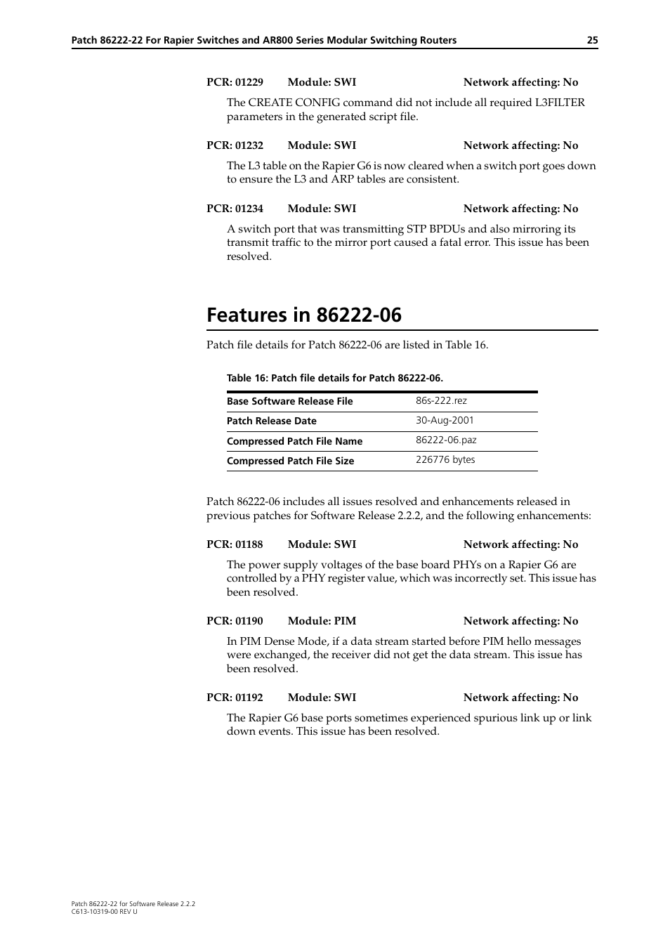 Features in 86222-06 | Allied Telesis R800 Series User Manual | Page 25 / 30