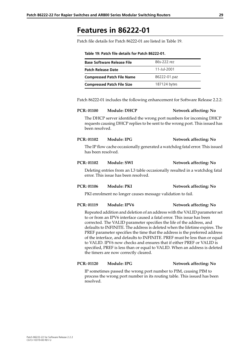 Features in 86222-01 | Allied Telesis R800 Series User Manual | Page 29 / 30