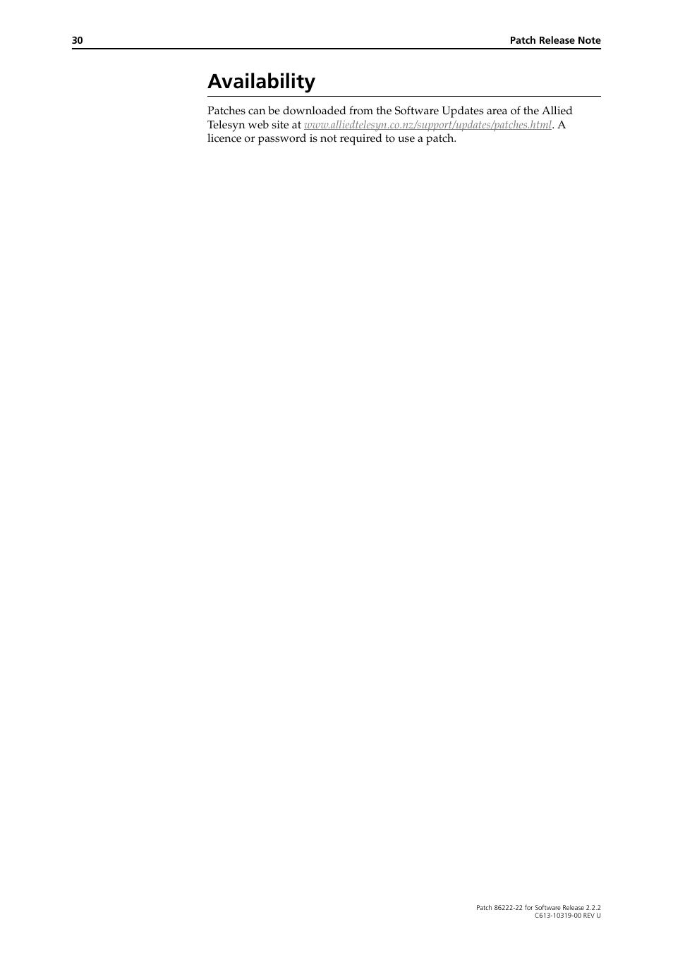 Availability | Allied Telesis R800 Series User Manual | Page 30 / 30