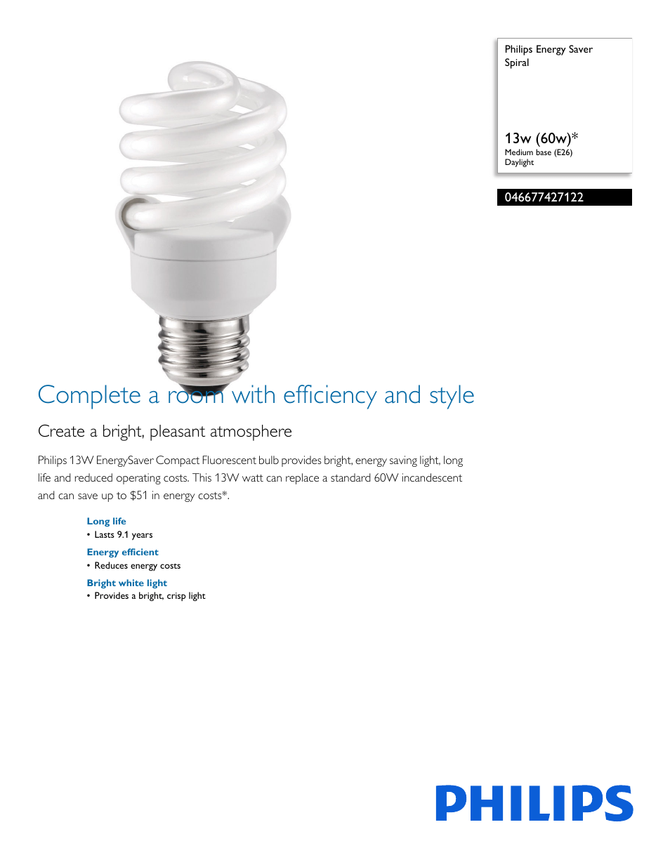 Philips 046677427122 User Manual | 2 pages
