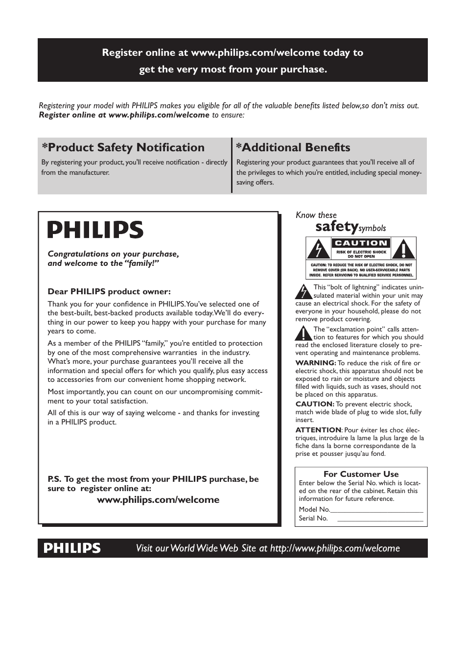 Product safety notiﬁcation *additional benefits | Philips DS3881W-37 User Manual | Page 2 / 28
