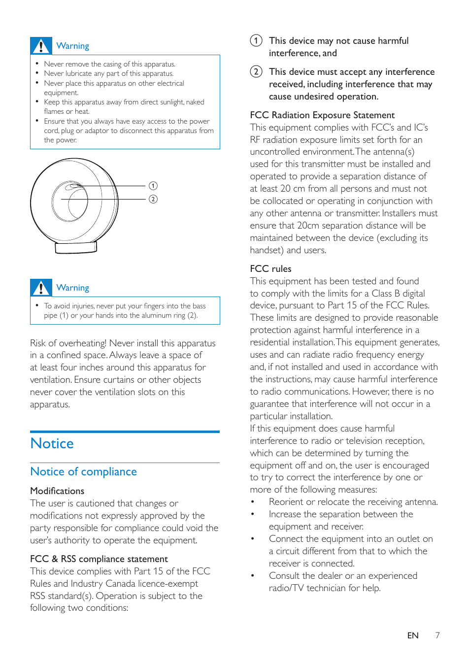 Notice | Philips DS3881W-37 User Manual | Page 7 / 28