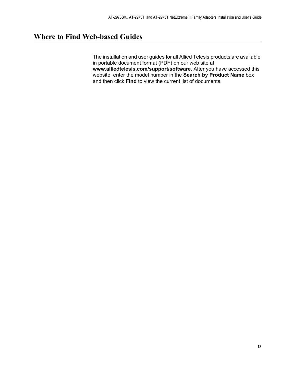 Where to find web-based guides | Allied Telesis NETEXTREME II AT-2973SX User Manual | Page 13 / 176